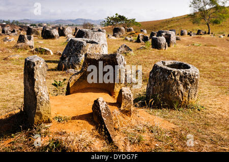 Plaine de Site 1 Jar à Phonsavan au Laos. Banque D'Images