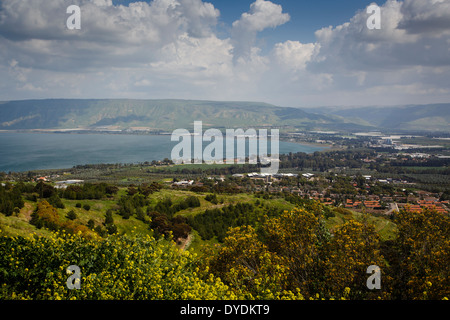 Vue sur la mer de Galilée - Le lac de Tibériade, Israël. Banque D'Images