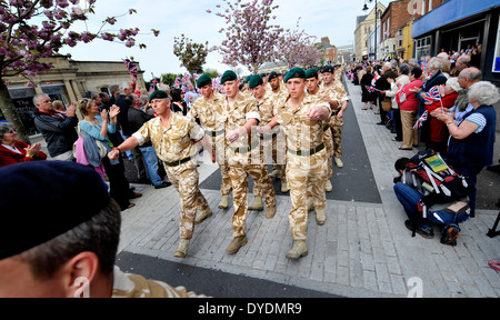 Royal Marines Commando Régiment Logistique homecoming parade, Barnstaple, Devon, UK Banque D'Images