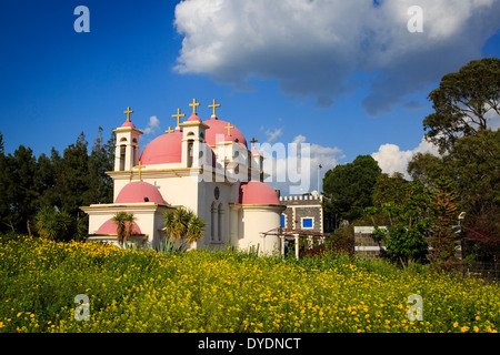 L'Église orthodoxe grecque des Douze Apôtres à Capharnaüm de la mer de Galilée - Le lac de Tibériade, Israël. Banque D'Images