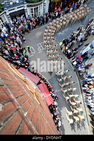 Royal Marines Commando Régiment Logistique homecoming parade, Barnstaple, Devon, UK Banque D'Images