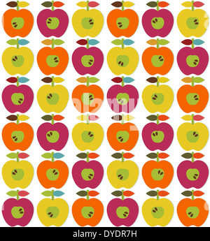 Décoration pomme lumineuse de style scandinave.Motif sans couture du milieu du siècle pour l'espace enfants et la salle de jeux Banque D'Images