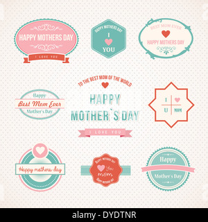 Happy mothers day label design vintage retro type police. Couches d'illustration vectorielle pour une manipulation facile et coloris. Banque D'Images