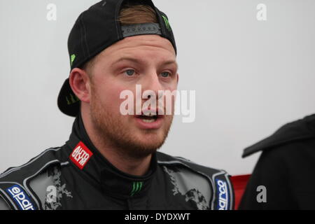 Lydden Hill, Kent, UK. 15 avril, 2014. des scènes de la journée des médias du monde FIA Rallycross aperçu de la deuxième ronde, les 24 et 25 mai, 2014 'ici' Bagsy champion à la dérive : Motofoto Crédit/Alamy Live News Banque D'Images