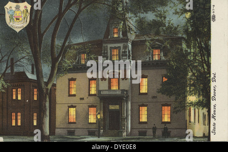 La State House à Douvres, Delaware, est un important bâtiment historique aux États-Unis. Il a servi de siège à la législature de l'État du Delaware depuis sa construction en 1791, reflétant l'architecture américaine et l'histoire du gouvernement. Banque D'Images