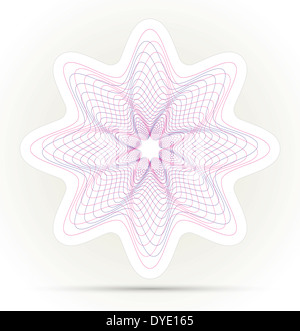 Spirograph, hypotrochoid avec bordure blanche et ombre sur fond clair. Banque D'Images