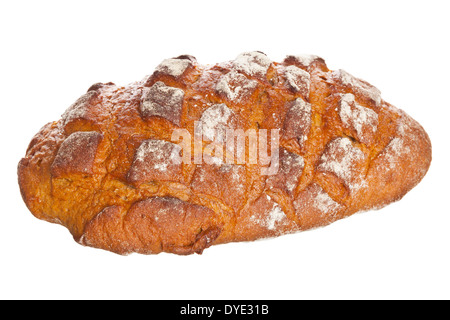 L'une miche de pain de campagne maison rustique isolé sur fond blanc Banque D'Images