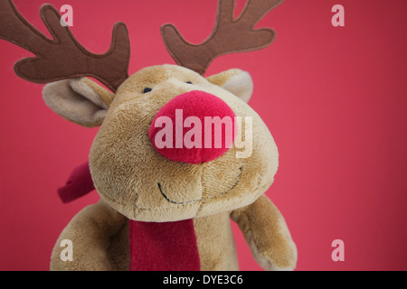 Rudolph le renne au nez rouge doudou ours en peluche Banque D'Images