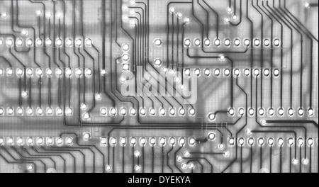 Carte de circuits imprimés en noir et blanc fond régime Banque D'Images