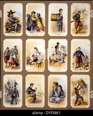 La vie au camp, partie 2 par Winslow Homer, 1836-1910, l'artiste américain. 1864 chromolithographie. cartes souvenirs montrant la vie quotidienne des soldats de l'Union pendant la guerre civile, à l'avant, dans le camp, et en permission, également, un artiste qui voyage avec l'armée, zouaves, la séparation avec les proches, et d'un Afro-américain de mettre en place des gabions dans les tranchées. Banque D'Images