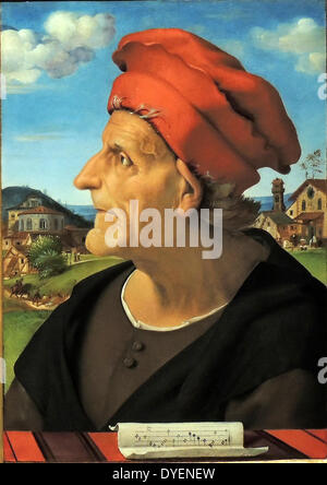 Portrait de Francesco da Sangallo par Piero di Cosimo, 1482 - 1485. Piero di Cosimo (2 janvier 1462 - 12 avril 1522), également connu sous le nom de Piero di Lorenzo, était un peintre italien de la Renaissance Florentine. diptyque montrant l'architecte Francesco de Sangallo (1494-1576), un sculpteur de la Haute Renaissance italienne Banque D'Images