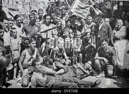 Soldats de la milice républicaine à Madrid pendant la guerre civile espagnole Banque D'Images