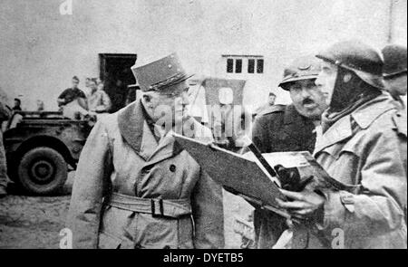 Seconde guerre mondiale : le général français Montsabert dans les Vosges, France 1944 Banque D'Images