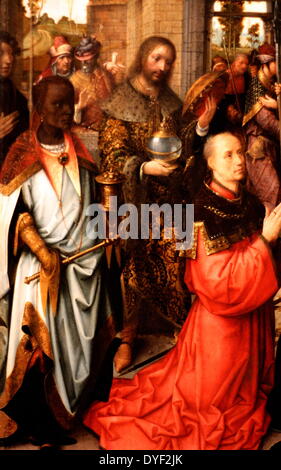 Détail de l'Adoration des Mages' triptyque par Adriaen Isenbrandt. Circa 1510-1512. Huile sur panneau. Représentant la Nativité, l'adoration des Mages et la présentation au temple. Banque D'Images
