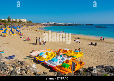 La plage de Playa Dorada, Playa Blanca, Lanzarote, Canary Islands, Spain, Europe Banque D'Images
