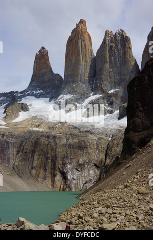 Dans Torres del Paine Torres del Paine NP. Patagonie, Chili Banque D'Images