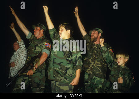 Stone Mountain, GA, USA. Apr 15, 2014. Parti patriote blanc/KKK rally près de Stone Mountain GA 1985 © Robin Nelson/ZUMAPRESS.com/Alamy Live News Banque D'Images