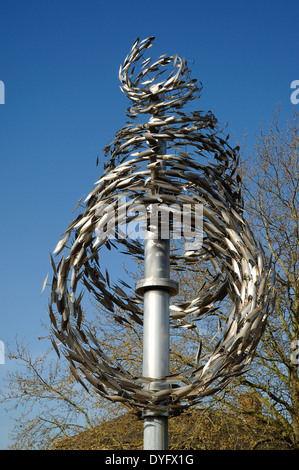 Bancs de poissons metal sculpture soudé, Southampton, Angleterre Banque D'Images