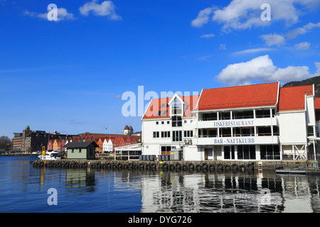 Vue sur une partie du port de Bergen, Norvège Banque D'Images