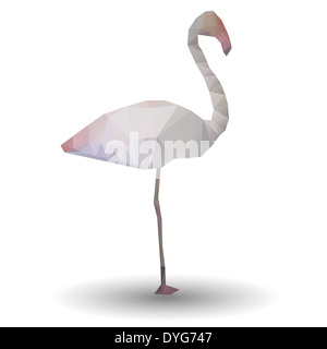 Illustration de l'abrégé dans flamingo origami sur fond blanc Banque D'Images