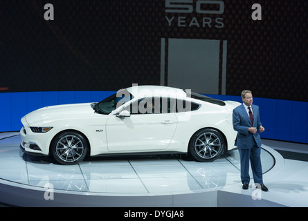 Ford Motor Company Président Exécutif Bill Ford parle au New York International Auto Show Banque D'Images