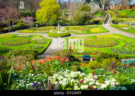 La Dingle au printemps, un jardin à l'intérieur de la carrière, Shrewsbury, Shropshire. Banque D'Images