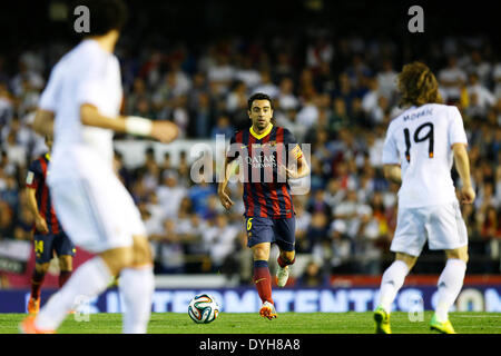 Valence, Espagne. © D. 16 avr, 2014. Xavi (Barcelone) Football/Football : Copa del Rey match final entre FC Barcelona 1-2 Real Madrid au stade Mestalla de Valence, Espagne. Credit : D .Nakashima/AFLO/Alamy Live News Banque D'Images