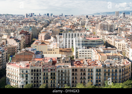 Barcelone, Espagne city scape vue depuis la tour de la Sagrada Familia Banque D'Images