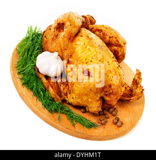 Poulet grillé close up on white background Banque D'Images