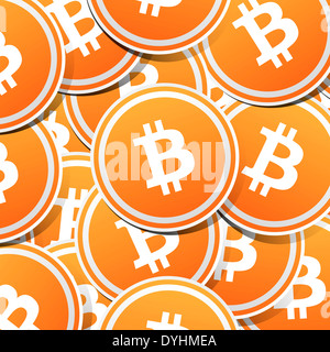 Signe de l'argent Bitcoin avec ombre sur fond clair Banque D'Images