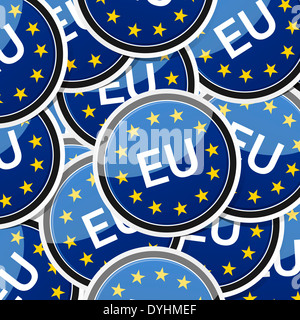 Drapeau de l'UE - l'Europe, l'icône de style sticker collection avec l'ombre. Banque D'Images