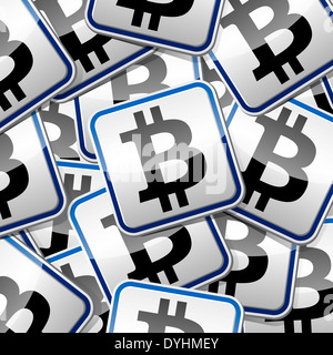 Signe de l'argent Bitcoin sticker collection. Banque D'Images