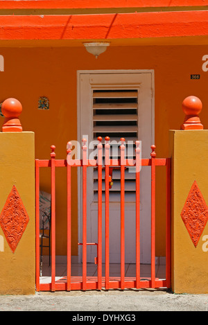 Orange détail porte de fer Isla Culebra Puerto Rico USA territoire Banque D'Images
