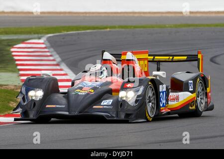 Silverstone, UK. Apr 19, 2014. Race Performance Oreca 03-Judd entraîné par Michel Frey et Franck Mailleux lors du premier tour de l'European Le Mans Series de Silverstone. Credit : Action Plus Sport/Alamy Live News Banque D'Images