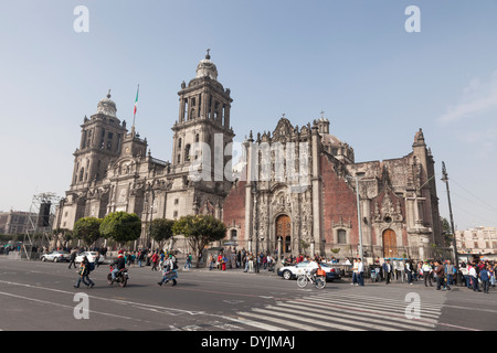 La Cathédrale de Mexico sur le Zócalo - Centro Histórico, Cuauhtémoc, Mexico, District Fédéral, Mexique Banque D'Images