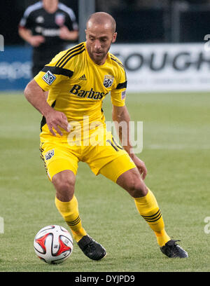 Columbus, Ohio. 19 avril, 2014- Columbus Crew Avant Federico Higuain dribble le ballon lors du match contre le DC United samedi. Banque D'Images