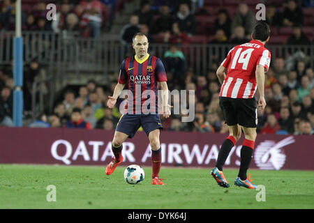 Barcelone, Espagne. Apr 20, 2014. Iniesta lors de la ligue espagnole match entre FC. Barcelone et l'Athletic de Bilbao dans le Nou Camp stadium : Action Crédit Plus Sport/Alamy Live News Banque D'Images