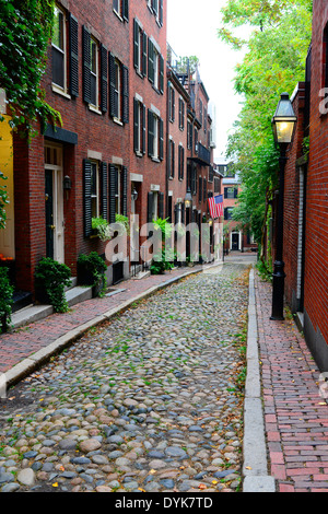 Lieux historiques, Rue Acorn sur Beacon Hill dans le centre-ville de Boston, Massachusetts MA Banque D'Images