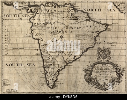 Une nouvelle carte de l'Amérique du Sud, vers 1700 Banque D'Images