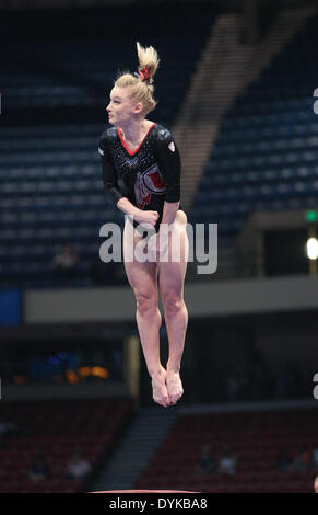 Birmingham, Alabama, USA. Apr 20, 2014. 20 avril 2014 : la Géorgie l'Utah Dabritz sur la base au cours de l'épreuve individuelle Finale de la NCAA 2014 Women's Gymnastics Championships au Birmingham-Jefferson Convention Complex à Birmingham, AL. Kyle Okita/CSM/Alamy Live News Banque D'Images