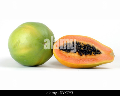 La papaye, Carica papaya, papaye, papaye fermentée, paw paw, mamao, melon, papaye (Carica papaya), Mittelamerika, aufgeschnitte ( : Banque D'Images