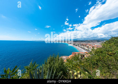 Vue sur la côte de Fisheye à Nice, France Banque D'Images