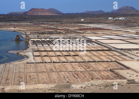 Salinas de Janubio (salines) près de Yaiza, Lanzarote, Îles Canaries Banque D'Images