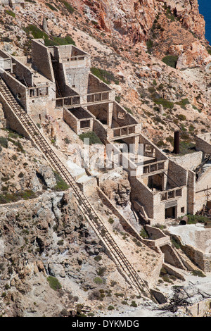 Mine de soufre, l'île de Milos, Cyclades, Grèce, Europe Banque D'Images