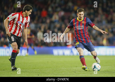 Barcelone, Espagne. Apr 20, 2014. BARCELONA SPAIN -APRI 20 : Lionel Messi lors du match entre le FC Barcelone et l'Athletic Bilbao, correspondant à la 34e semaine de la Ligue espagnole joués au Camp Nou le 20 avril 2014. (Photo : Aline Delfim/Urbanandsport Nurphoto/) © Aline Delfim/NurPhoto ZUMAPRESS.com/Alamy/Live News Banque D'Images