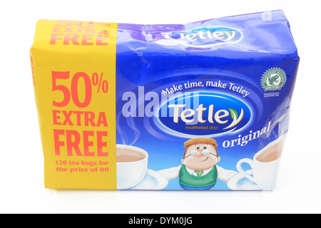 Sachet de Tetley sachets d'origine sur un fond blanc Banque D'Images