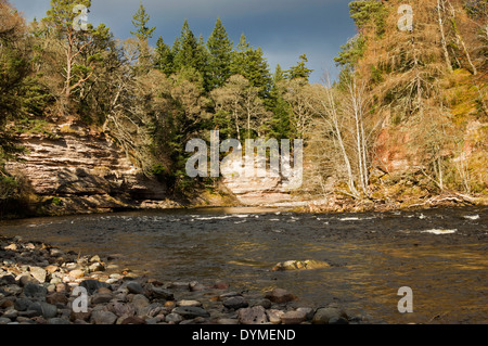 Niveau D'EAU ÉLEVÉ DANS LE DÉBUT DU PRINTEMPS SCURR EXTÉRIEURE RIVER PRÈS DE FINDHORN DARNAWAY MORAY ECOSSE Banque D'Images