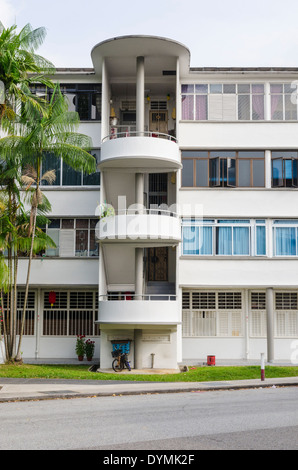 Streamline Moderne de style architectural appartements dans le Tiong Bahru Estate, Singapore Banque D'Images