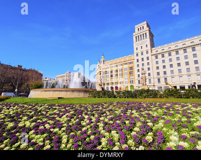 Placa de Catalunya - Square de la Catalogne à Barcelone, Espagne Banque D'Images