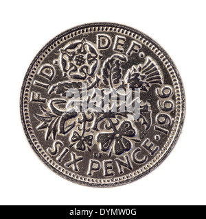 Ancienne pièce de six pence britannique Banque D'Images